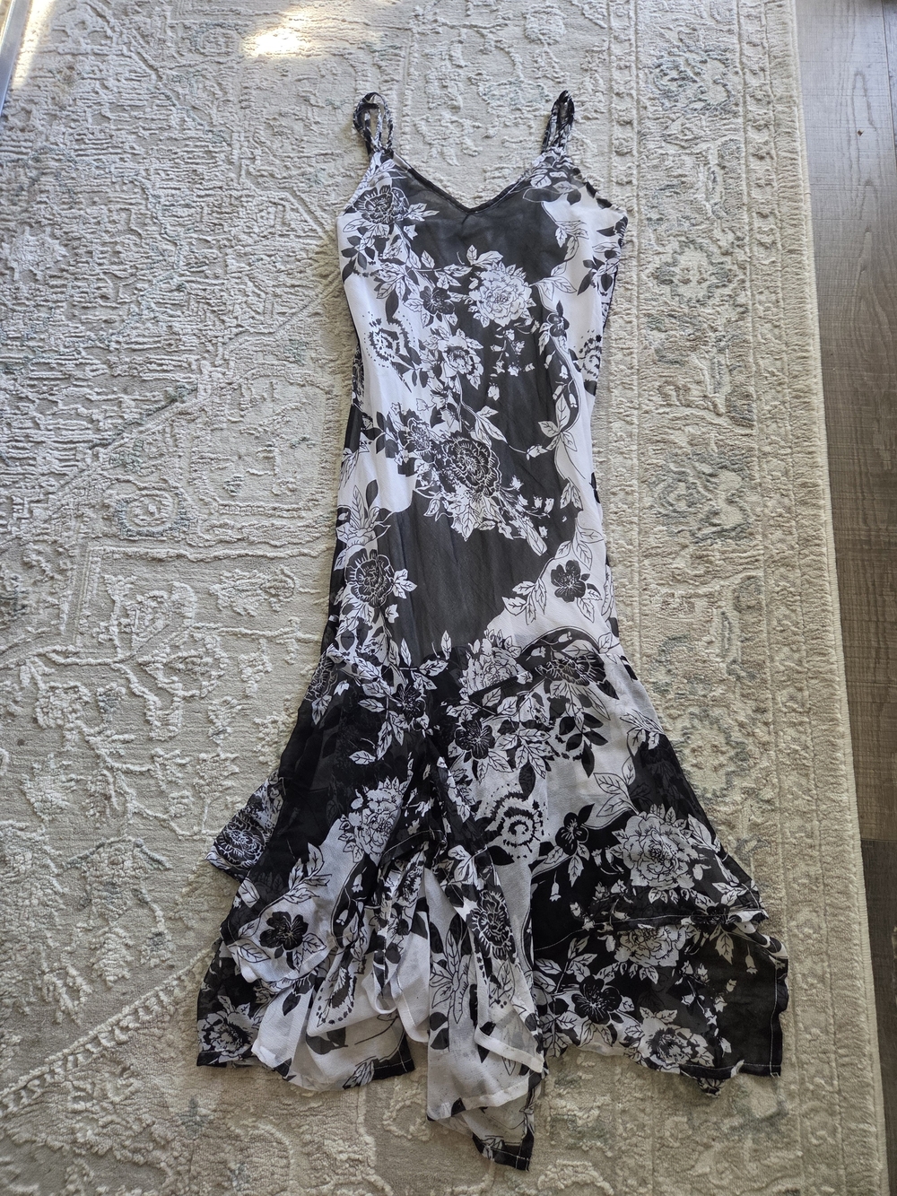 Black & White Floral Maxi Slip Dress